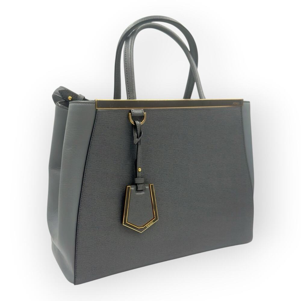 2Jours Handbag Gray Leather Medium Size Timeless